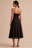 Vestido de gravata preta A Line A Strapless