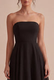 Vestido de gravata preta A Line A Strapless