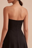 Vestido de gravata preta A Line A Strapless