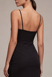 Vestido Midi de gravata preta com alças finas e franzidas