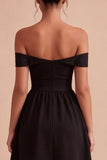 Vestido formal preto com olho de fechadura Midi A Line