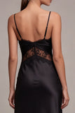 Vestido Formal Midi com Alças Fingite de Sereia Preta e Renda