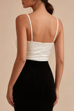 Vestido formal de alças finas preto e branco de sereia com fenda