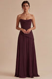 Vestido formal longo sem alças em linha A