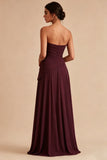 Vestido formal longo sem alças em linha A