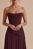 Vestido formal longo sem alças em linha A