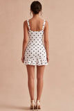 Vestido de Graduação Bodycon com Bolinhas Preto e Branco