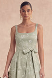 Vestido de dama de honor Sage Linha A Floral Longas e Grossas com Laço