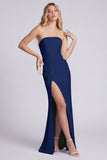 Vestido Formal Longo Floral Sem Alças Preto Sem Alças com Fenda