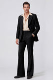 Fatos masculinos de lapela Black Peak Peak Sleeves Long Button