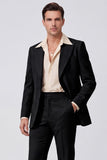 Fatos masculinos de lapela Black Peak Peak Sleeves Long Button