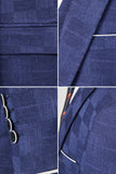 Fatos de baile de lapela entalhados com estampado azul-marinho