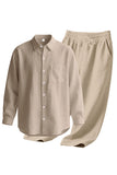 Conjunto Conjunto Masculino de Linho Azul Claro de 2 Peças