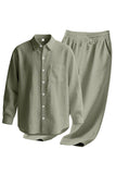 Conjunto Conjunto Masculino de Linho Azul Claro de 2 Peças