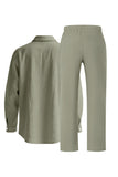 Conjunto Conjunto Masculino de Linho Azul Claro de 2 Peças