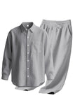 Conjunto Conjunto Masculino de Linho Azul Claro de 2 Peças