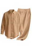Conjunto Conjunto Masculino de Linho Azul Claro de 2 Peças