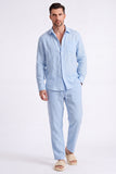 Conjunto Conjunto Masculino de Linho Azul Claro de 2 Peças
