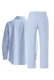 Conjunto Conjunto Masculino de Linho Azul Claro de 2 Peças
