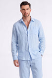 Conjunto Conjunto Masculino de Linho Azul Claro de 2 Peças