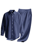Conjunto Conjunto Masculino de Linho Azul Claro de 2 Peças