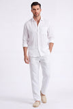 Conjunto Conjunto Masculino de Linho Azul Claro de 2 Peças