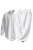 Conjunto Conjunto Masculino de Linho Azul Claro de 2 Peças