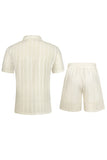 Conjunto casual de camisa e calções cubanos de 2 peças de 2 peças para homem