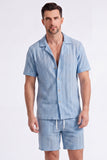 Conjunto casual de camisa e calções cubanos de 2 peças de 2 peças para homem