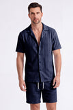 Conjunto casual de camisa e calções cubanos de 2 peças de 2 peças para homem