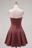 Vestido de Finalistas A-Line de Pérolas Sem Alças Menta com Laço