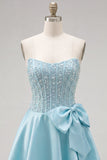 Vestido de Finalista Amarelo Espartilho A-Line Pearls com laço