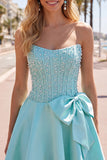 Vestido de Finalista Amarelo Espartilho A-Line Pearls com laço