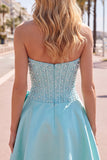 Vestido de Finalista Amarelo Espartilho A-Line Pearls com laço