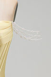 Corset Amarelo Bodycon Ombro Descoberto Pérolas Vestido Curto de Boas-Vindas com Missangas