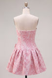 Vestido de Regresso a Casa Jacquard Pearls Roxo A-Line Sem Alças com Laço