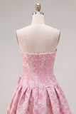 Vestido de Regresso a Casa Jacquard Pearls Roxo A-Line Sem Alças com Laço