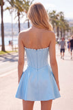 Vestido de Finalistas Sweetheart Pérolas Fúcsia Espartilho Linha A de Cetim