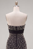 Vestido de Regresso a Casa Preto, Bodycon Bodycon, Pérola Arrumada, Folhoso e Laço