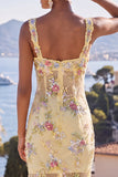 Vestido Floral Maxi de Sereia de Tiras Grossas Verde com Lantejoulas