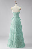Vestido Maxi Floral em Renda A-Line Mint com Alças Finas