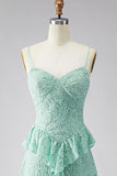Vestido Maxi Floral em Renda A-Line Mint com Alças Finas