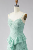 Vestido Maxi Floral em Renda A-Line Mint com Alças Finas