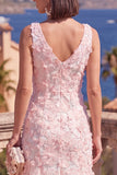 Vestido Midi A-Line Blue com Decote em V e Bordas
