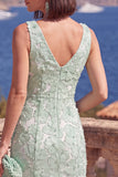 Vestido Midi A-Line Blue com Decote em V e Bordas