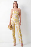 Fato amarelo Jacquard Slim Fit floral Slim Fit de 2 peças