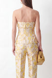 Fato amarelo Jacquard Slim Fit floral Slim Fit de 2 peças
