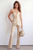 Fatos Florais Jacquard de Seios Simples de 2 peças Golden Sweetheart