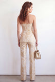 Fatos Florais Jacquard de Seios Simples de 2 peças Golden Sweetheart