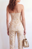 Fatos Florais Jacquard de Seios Simples de 2 peças Golden Sweetheart